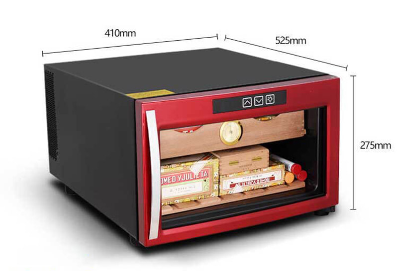 Tủ bảo quản xì gà cắm điện JC-23 Chi tiết kích thước nhỏ gọn của tủ xì gà JC-23