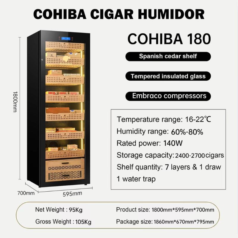 tu-bao-quan-xi-ga-cohiba-h180 Tủ bảo quản xì gà Cohiba H180 - sản phẩm cao cấp và chất lượng