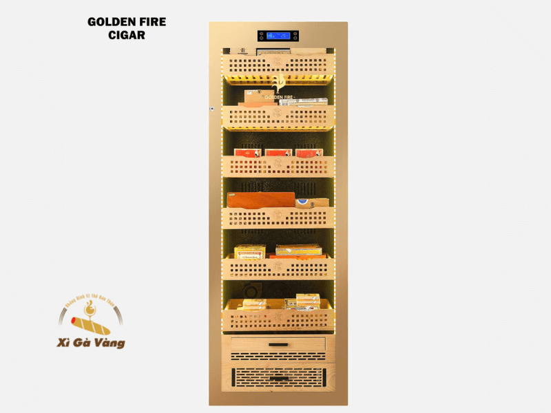 Tủ bảo quản xì gà Golden 163 Gold mang đến phong cách hiện đại